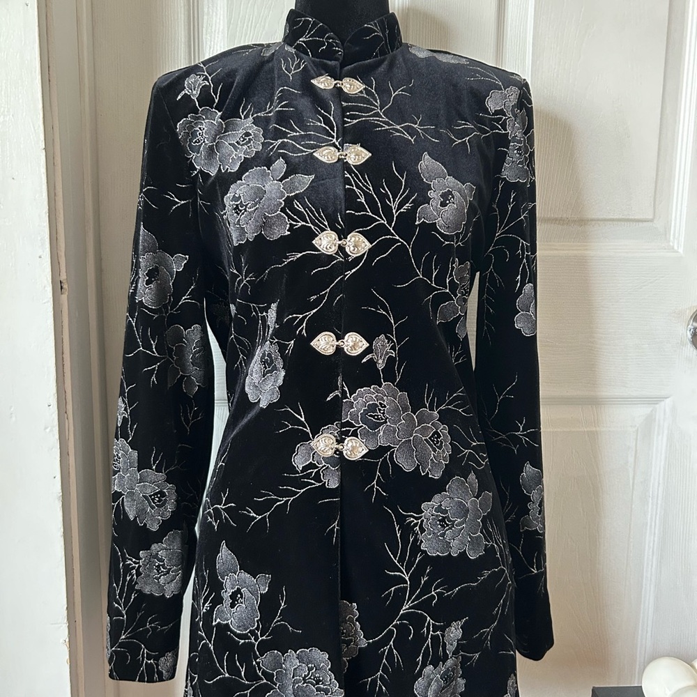 J.B.S. Black Jacket with Silver Floral Embroidery